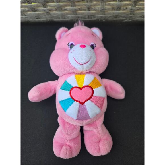 Care Bears Hopeful Heart Bear 8" Bean Bottom Plush Pink Rainbow 2015 - Picture 2 of 5